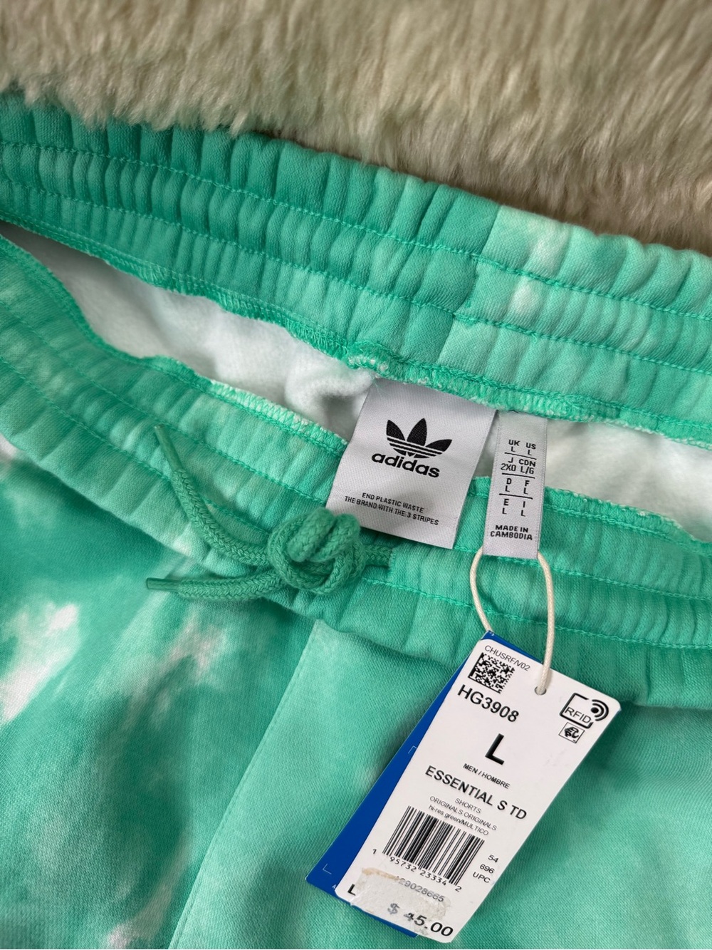 NWT Adidas Tie dye Fleece Shorts Sz Large - Picture 4 of 6